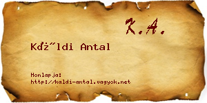 Káldi Antal névjegykártya